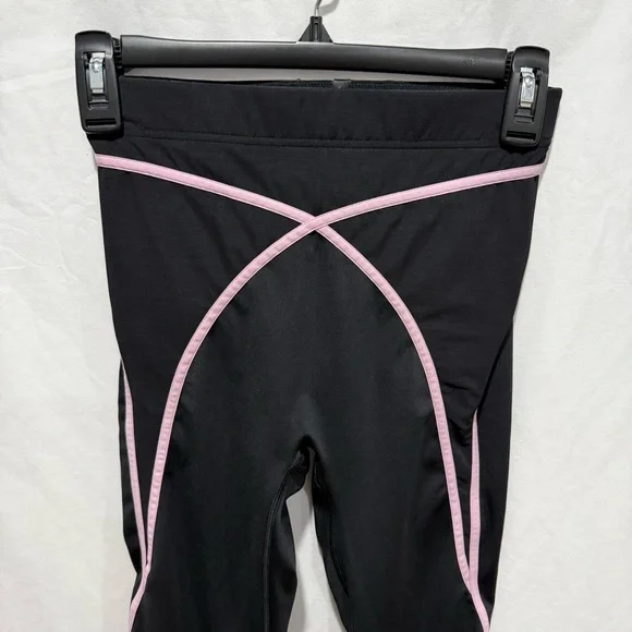 Savage X Fenty Leggings S Black Pink Contrast Stitch High Waist Athleisure Yoga - Picture 4 of 11